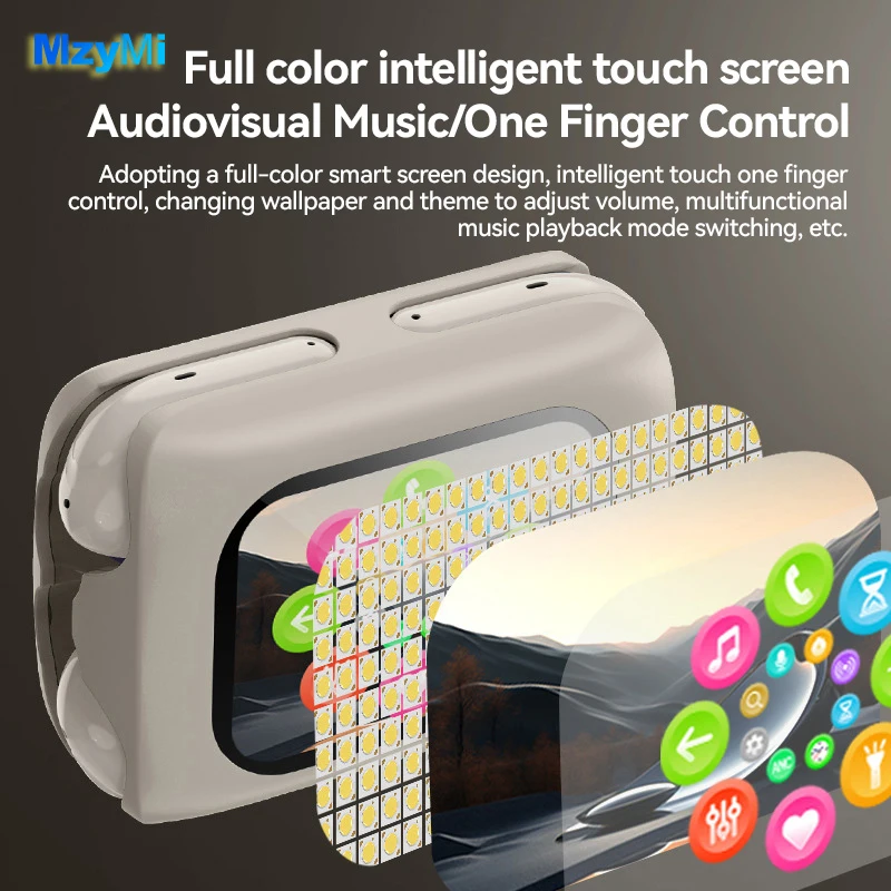 MZYMI H12 Pro Wireless Earphone Dual Earbuds Touch Screen Headset ANC+ENC Noise Cancelling In Ear Bluetooth5.4 Headphone