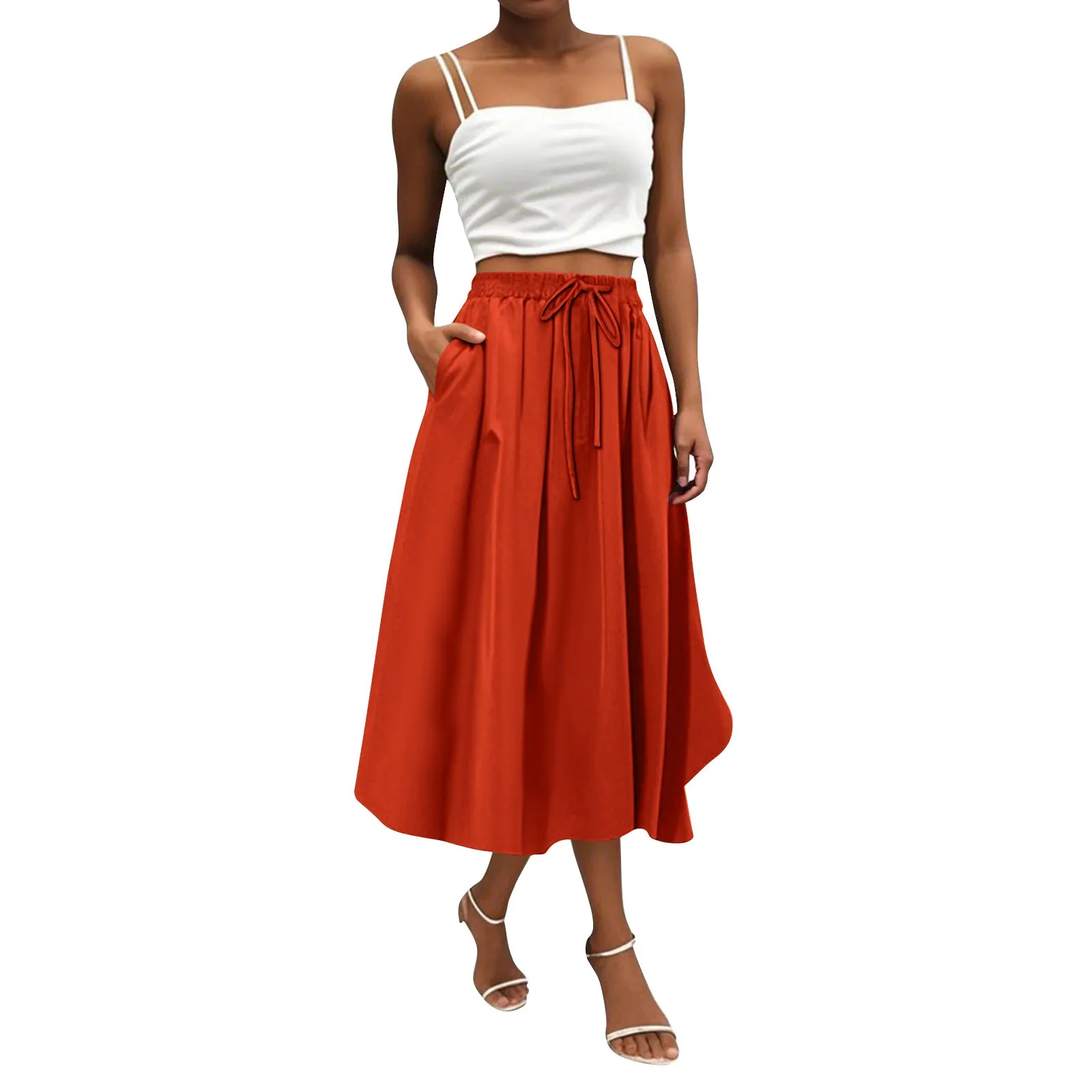 

Summer Skirt New Women'S Skirt Bohemian Skirt Solid Color Casual Skirt With Pockets Skirt 2025 Trend Long Skirt Clothing Female