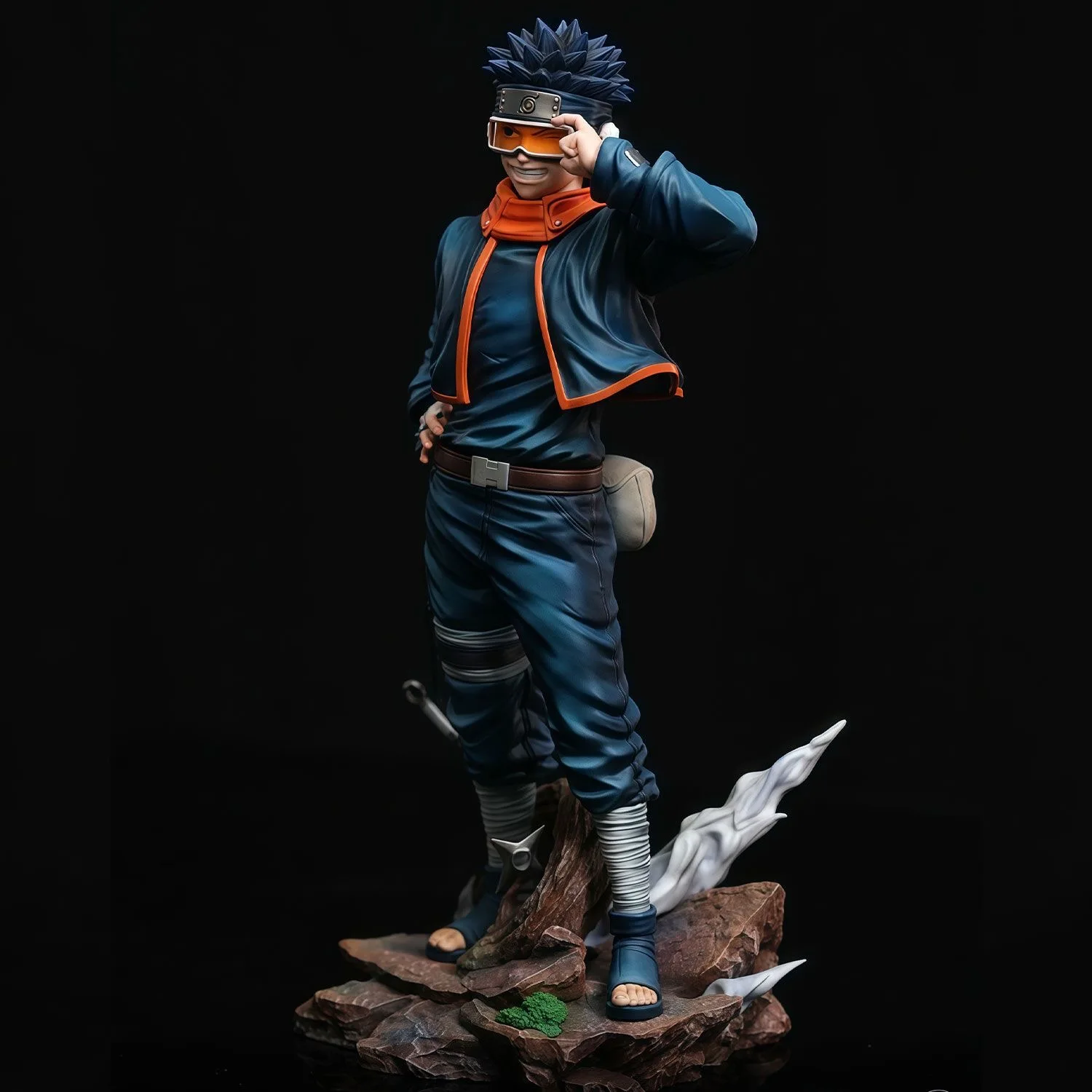 Naruto criança óculos bandana obito uchiha anime estatueta jg modelo estátua de pé figura ornamentos colecionáveis menino brinquedo presente