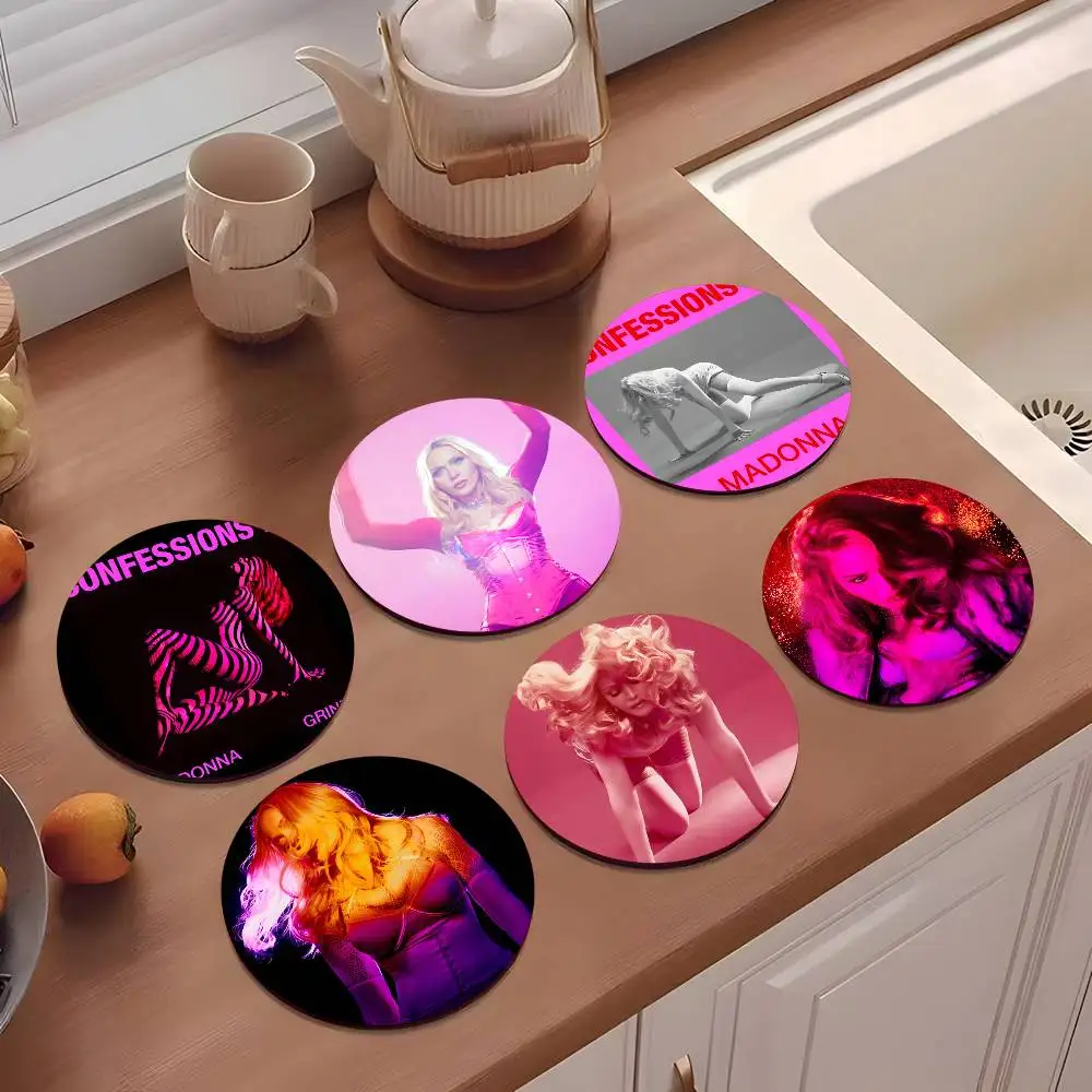 1pc M-Madonna Confessions II 2 Wooden Coaster Colour Printing Cup Mat Home Desk Decoration Gifts