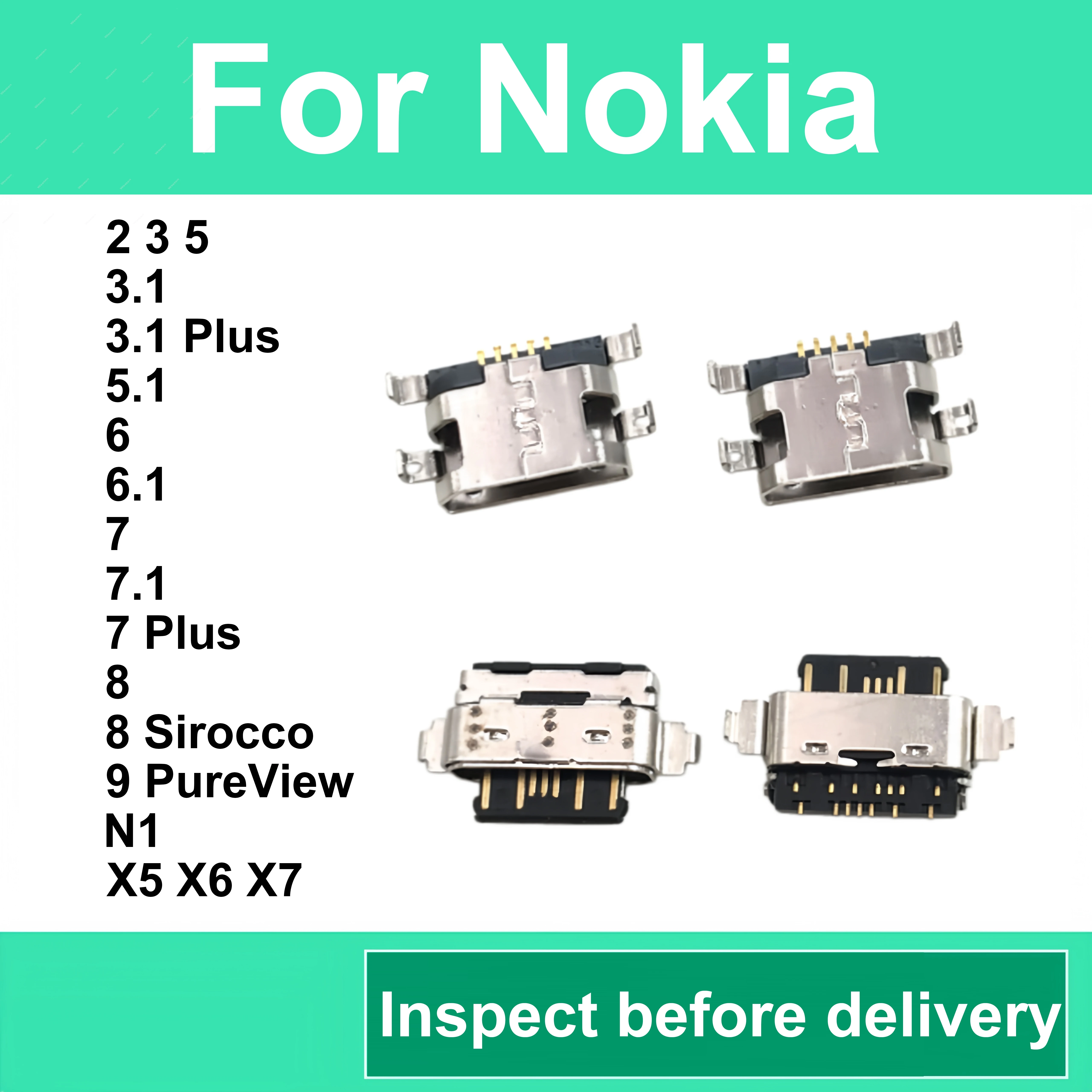 Single Tail Plug Connector Interface For Nokia 2 3 5 3.1 5.1 6 6.1 7 7.1 8 9PureView N1 Professional Repair Component Perfect