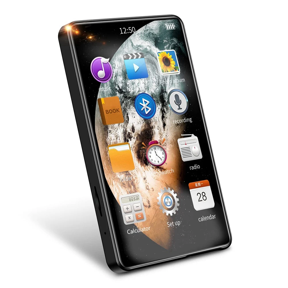 مشغل MP3 B50B-4 بوصة مشغل موسيقى بلوتوث مكبر صوت مدمج 16G تشغيل فيديو MP4 كامل الشاشة مع تسجيل راديو FM