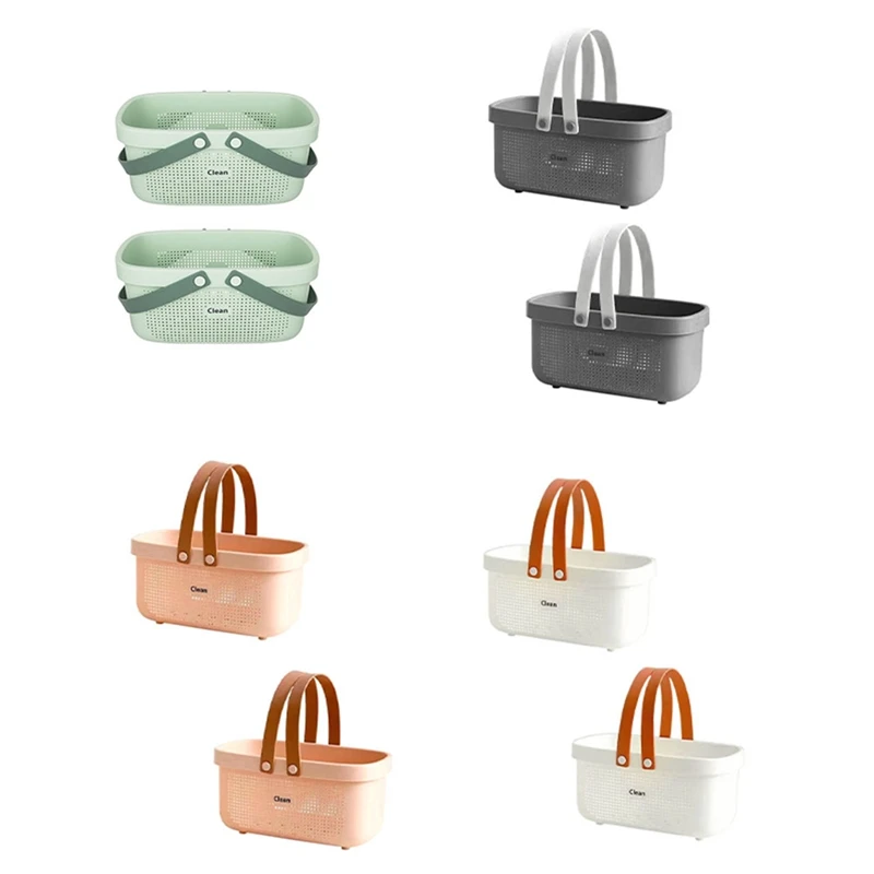 

Plastic Storage Basket With Handle Portable Shower Tote Organizer Basket Bin For Bathroom Kitchen Dorm Room Bedroom