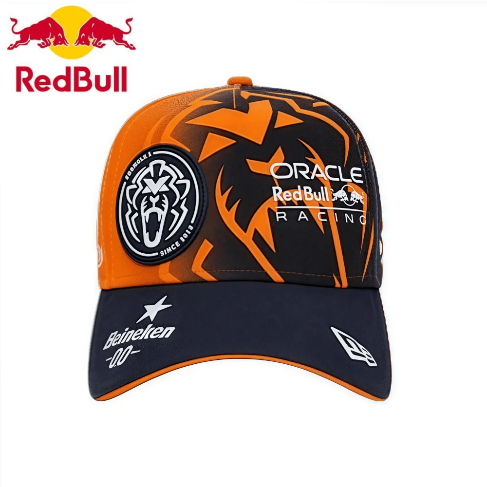 Men's and Women's Summer Fashion Orange Red Bull Baseball Hat Red Bull Racing Driver Verstappen Baseball Hat Curved brimmed Hat