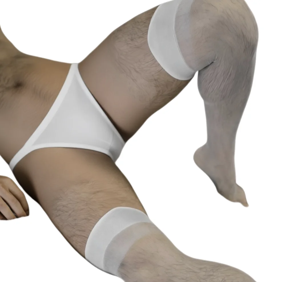

Stunning Men's Silky Stockings Fetish Sexy Stockings Men's Over Knee Socks Boy Friend Erotic Hosiery Black White Male Underwear