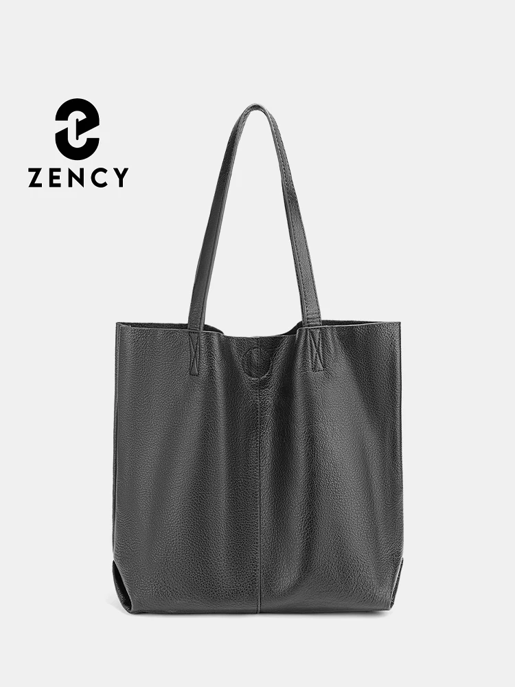 Zency 100% Genuine Leather Handbag Large Capacity Retro Women Shoulder Tote Shopping Bags Composite Bag First Layer Leather