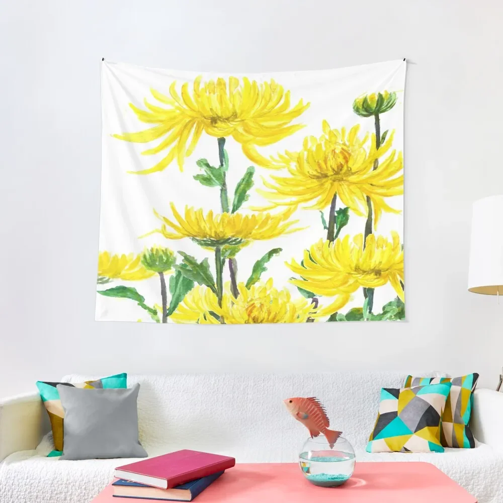 yellow chrysanthemums 2 Tapestry Tapete For The Wall Wall Hangings Decoration Wallpapers Home Decor 200x150cm