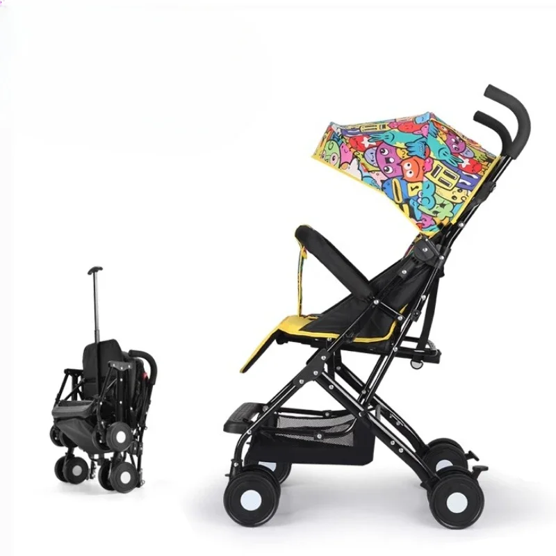 Can sit and lie down baby stroller, lightweight folding pocket stroller, kid stroller, skidding children\'s umbrella car
