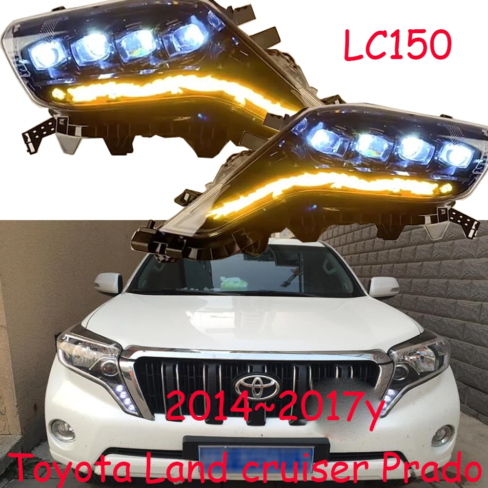 1set car bumper headlamp Cruiser LC150 2700 Prado headlight 2014~2017y ALL IN LED DRL car accessories head light prado fog light