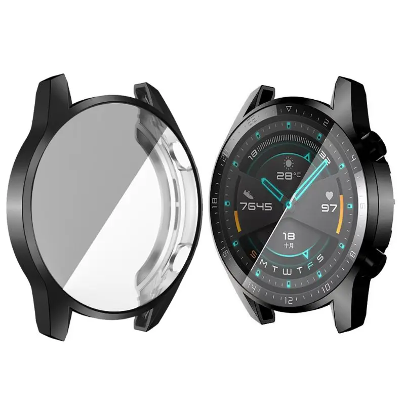 TPU Protective Case Frame Screen Protector Cover for Huawei Watch GT2 46mm Soft Shell Protection Sleeve Housing