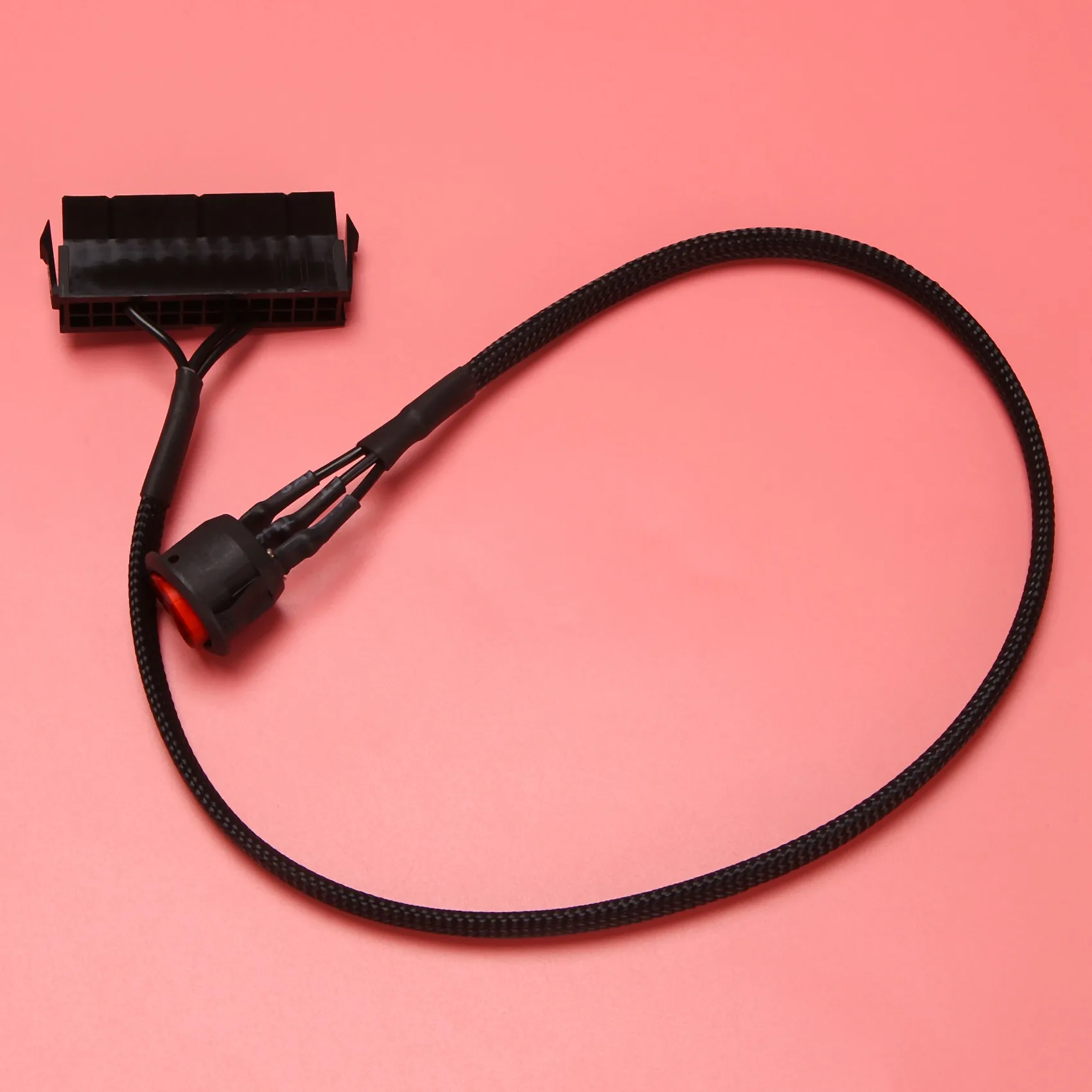 24-Pin Feminino ATX PSU PC Fonte de Alimentação Starter Tester Iniciar Jumper Ridge Cable com ON/OFF Switch,50cm