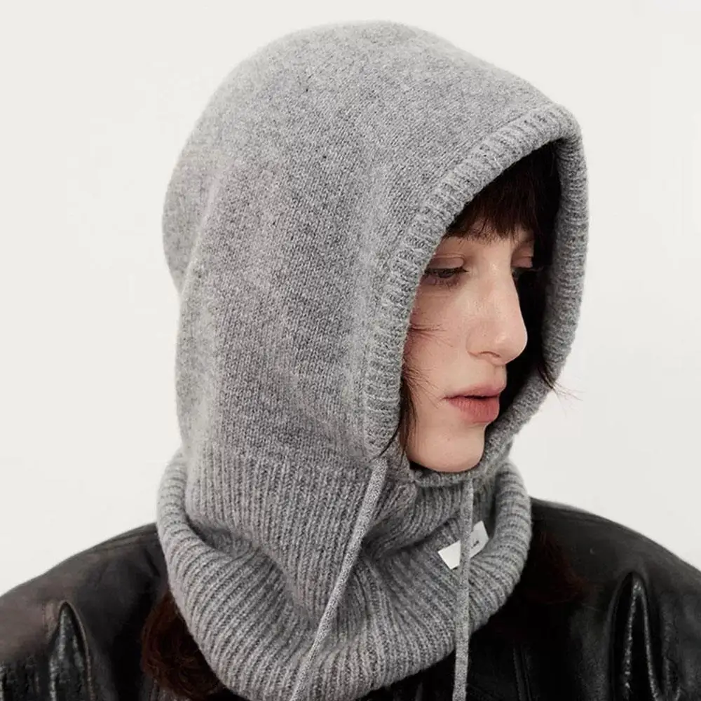 100% australie laine cagoule chapeau hiver tricoté casquettes à capuche en plein air chaud une pièce cou col bonnets chapeaux Bonnet pour les femmes