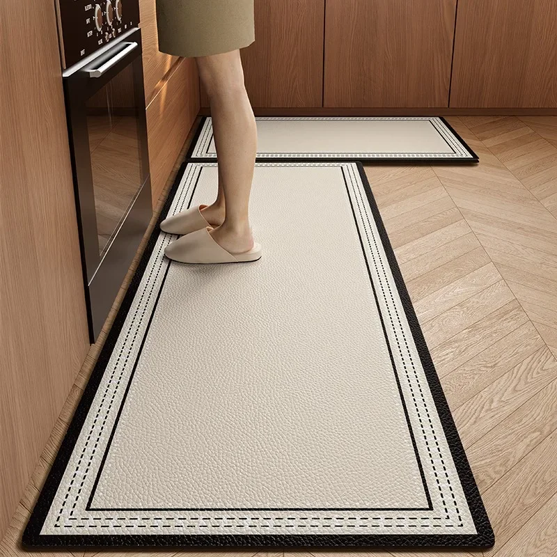 Kitchen Mat Waterproof Non-slip Rugs Leather Carpet Anti-fatigue Pvc Floor Mats Oil-proof Easy To Clean Anti-slip Area Long Rug