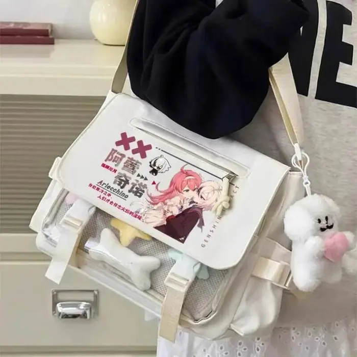 

2025 GS Impact Cos Tartaglia Klee Navia Neuvillette Arlecchino Etc. Unisex Versatile Casual Crossbody Bag Prezzie Anime GAME