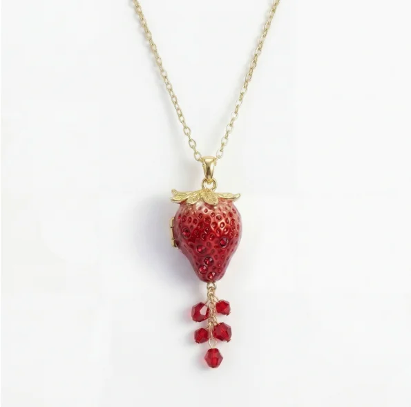 New Fruit Easter Egg Necklace Opening and Closing Animal Easter Egg Necklace Strawberry Regular Box Pendant Necklace Gifts image 3