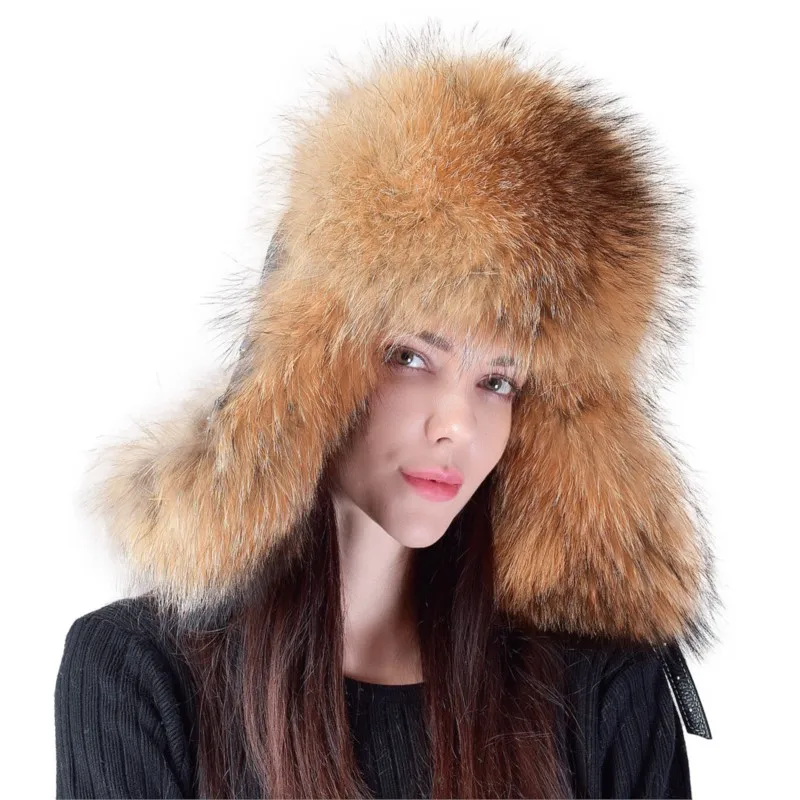 

Ladies and women's woolen hats middle-aged old warm fur leather snow cotton