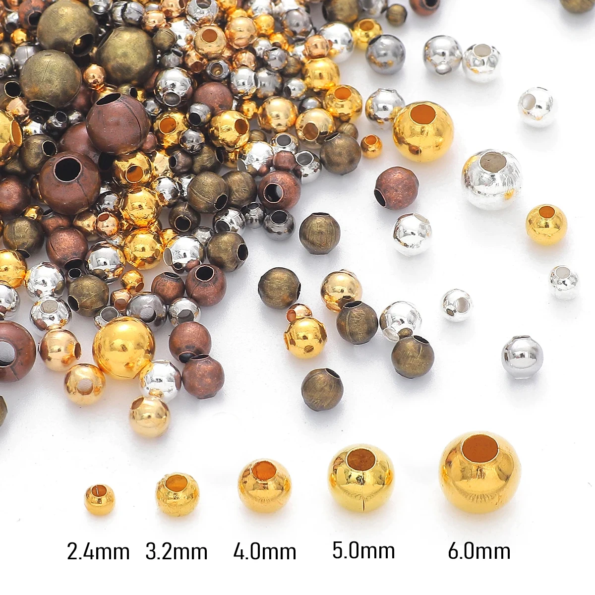 ลูกปัดเหล็กเจาะรูปลายคริม 2.4-6มม. สำหรับทำเครื่องประดับDIY (สร้อยข้อมือ, สร้อยคอ) - 100-1000 ชิ้นต่อการสั่งซื้อ