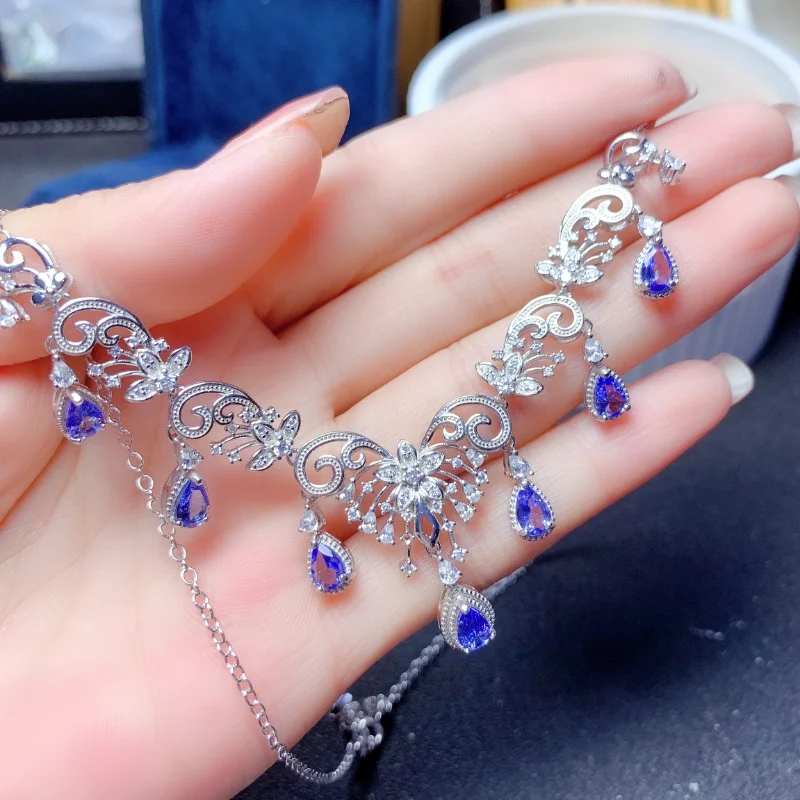 

100% Natural Tanzanite Pendant Tanzanite Necklace Pendant Fashion 9256 Silver Pendant for Young Girl 4x6mm