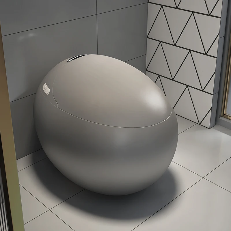 

Original brand newHot sale luxury silver gray automatic toilet warm air drying egg shaped toilet floor mounted intelligent smart