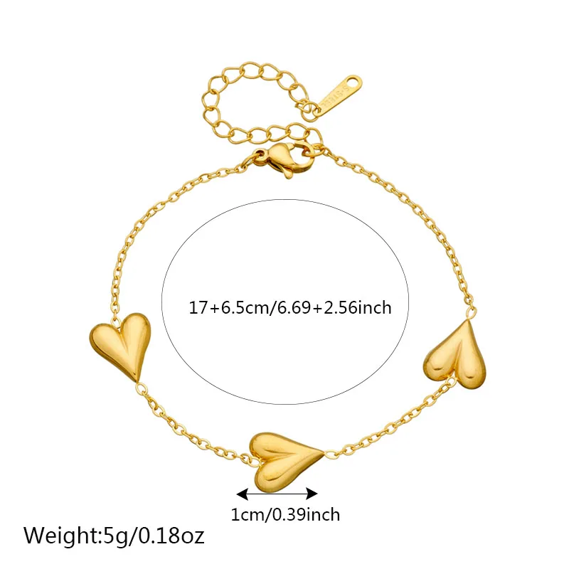DIEYURO 316L Stainless Steel Vintage Golden Heart Bracelet For Women Fashion Chain New Fashion Wrist Jewelry Girl Birthday Gift