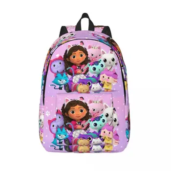 Gabbys Dollhouse Canvas Mochila para meninas, desenhos animados impressos, personalizados, 3D, escola universitária, bolsas de viagem para mulheres e homens, bookbag