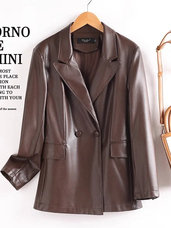 

Женская кожаная куртка Ele ort, осень 2022, Новое поступление, высококачественная верхняя одежда Haifeng из натуральной овчины в стиле ретро