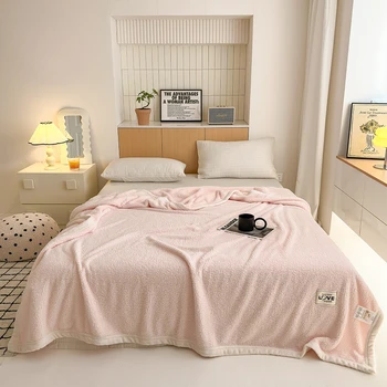Simple pink solid color throw blanket luxury warm comfortable velvet blanket for home sofa bed all seasons travel camping blanket