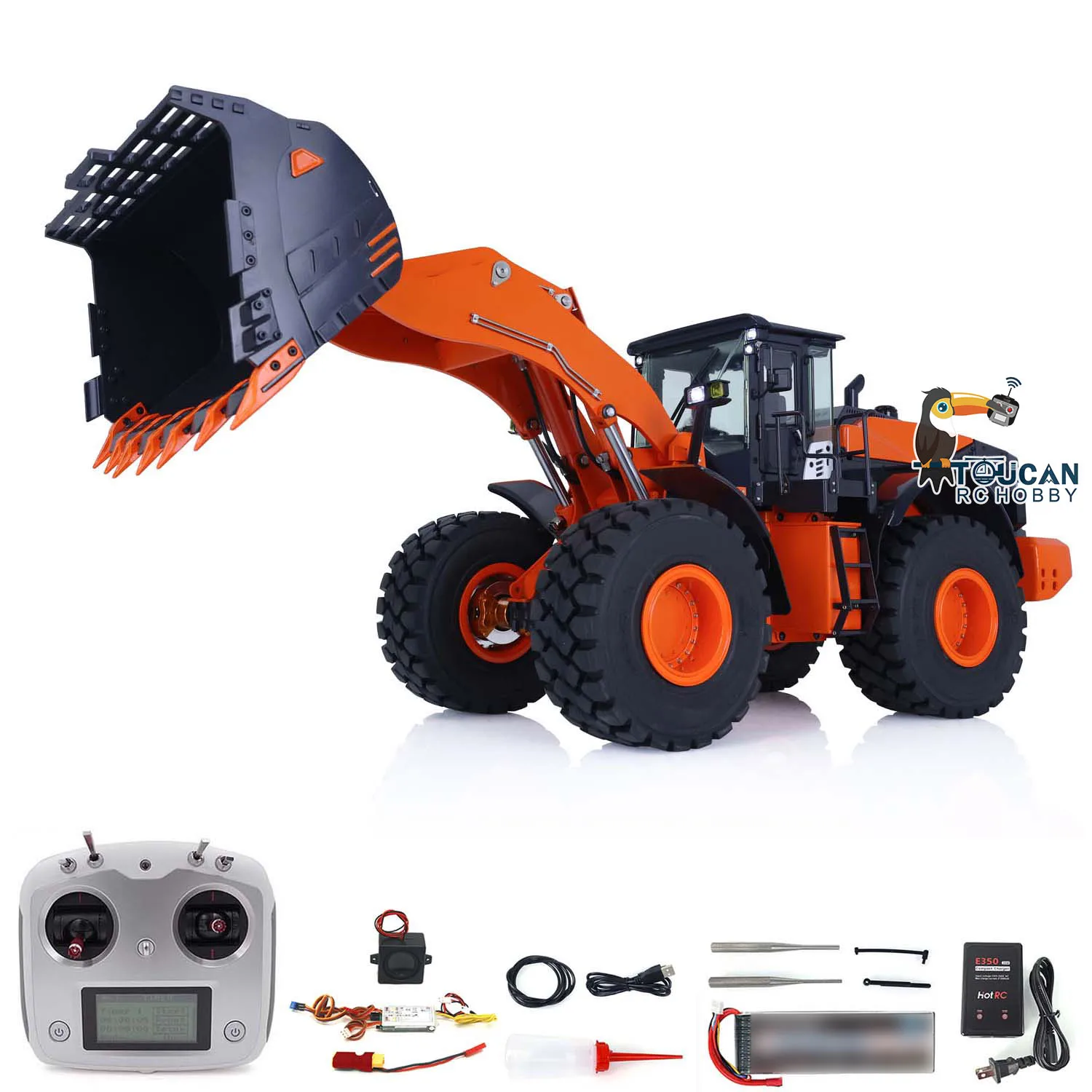 ZW370 JDMODEL 198 RC Loader Metal Hydraulic 1/14 Finished Remote Control Construction Vehicle Light Sound Car Toys THZH1535-SMT9