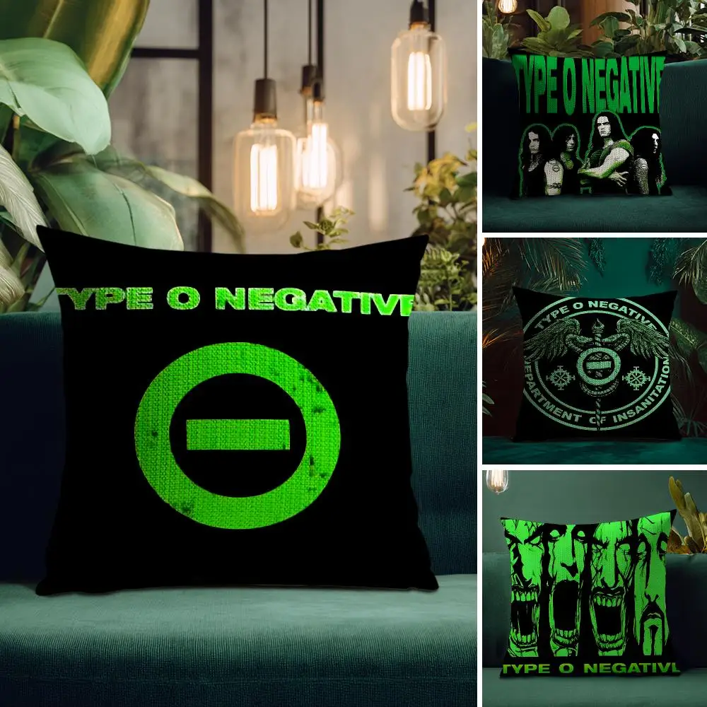 Band Logo T-Type O Negative Cushion Cover Organic Linen Square Pillow Case Durable Non-Allergenic And Kind To Skin