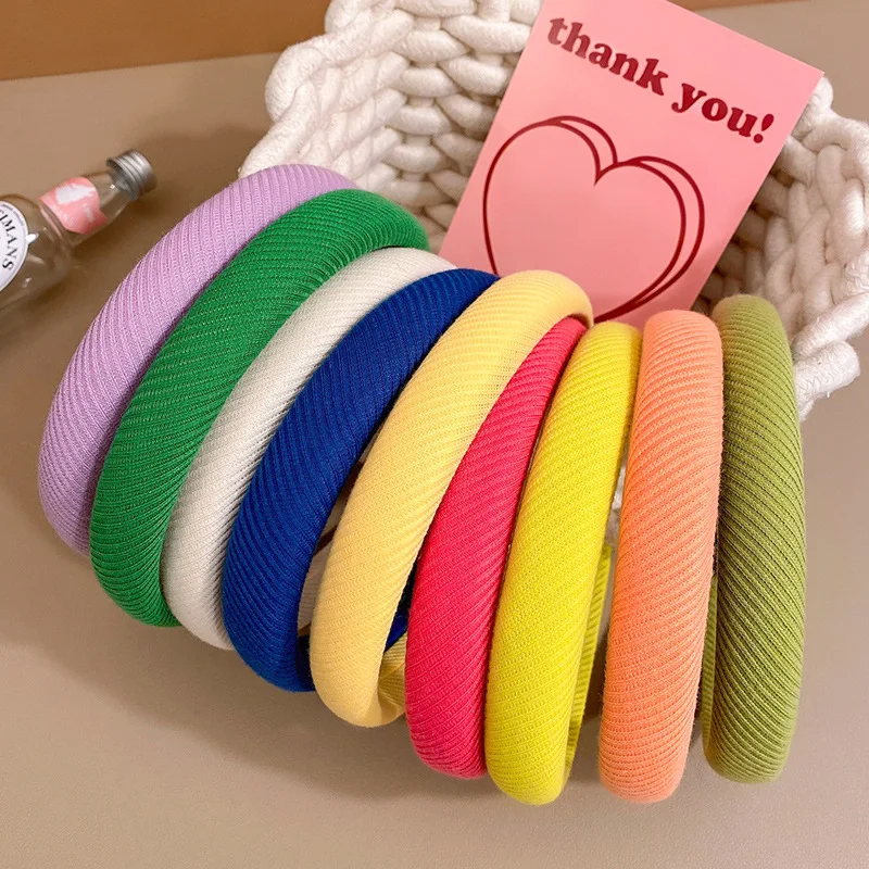 Girl Hairband Children's Headband Candy Color Cloth Hair Scrunchie Head Hoop Ties Hair Accessories Head Wrap Tiara