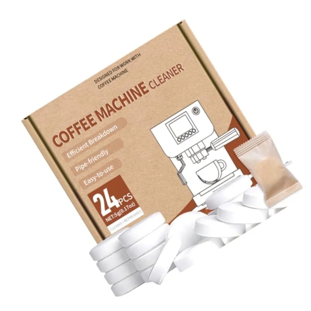 24 Pack Effervescent Tablets Compatible with For Coffee Machines for Descaling Limescale and For Coffee Oil Buildup