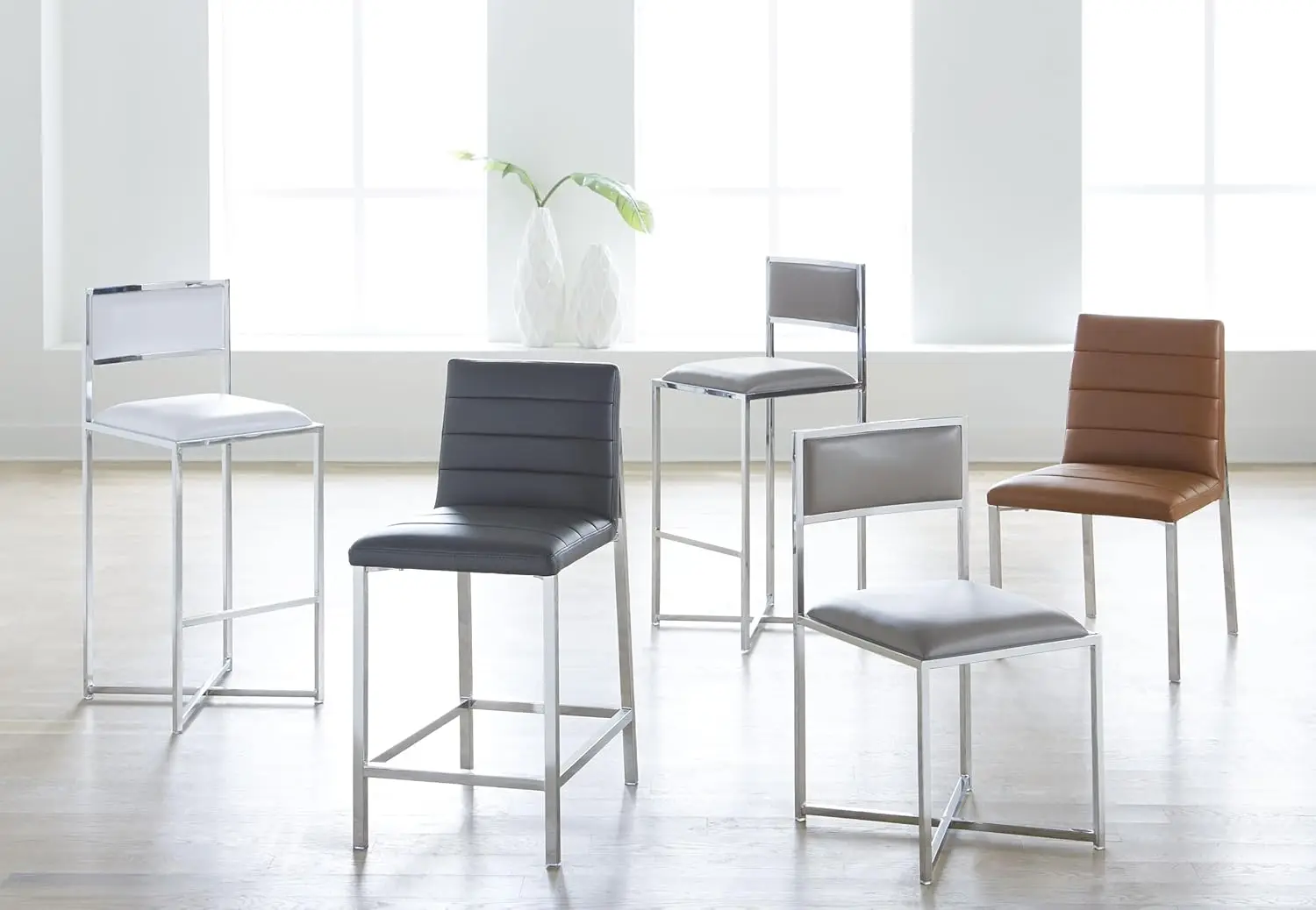 Internat ionaler Amasya Metall Barhocker, Cognac, 2er-Set