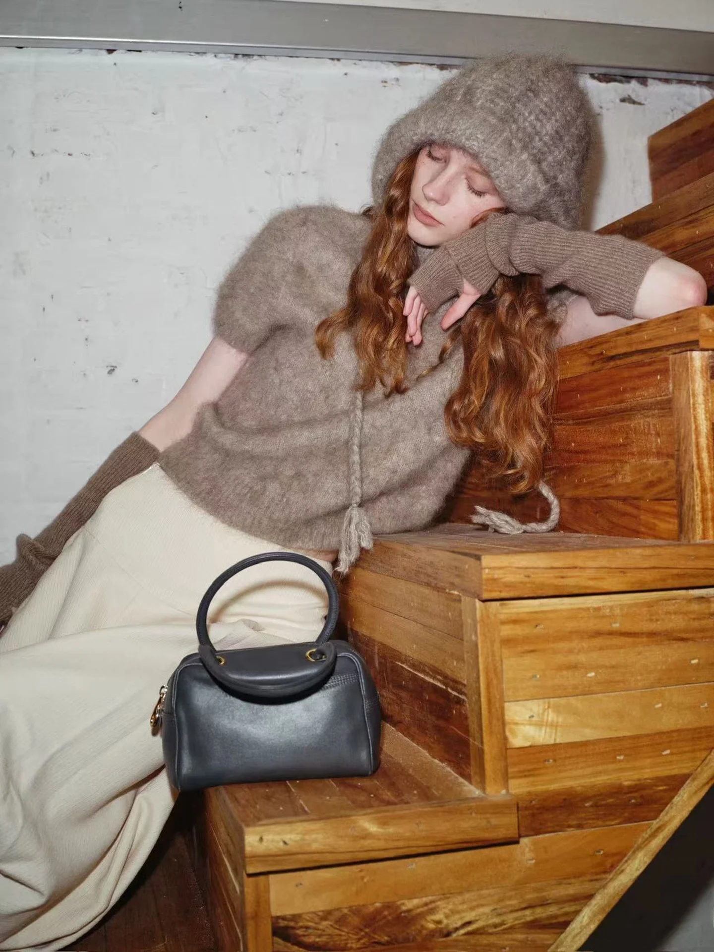 

Retro Sle Knitted Sweater with Tassel And Braided Design Small High Collar Mixed Alpaca Wool Knit Hat for Women Warm Thi ...