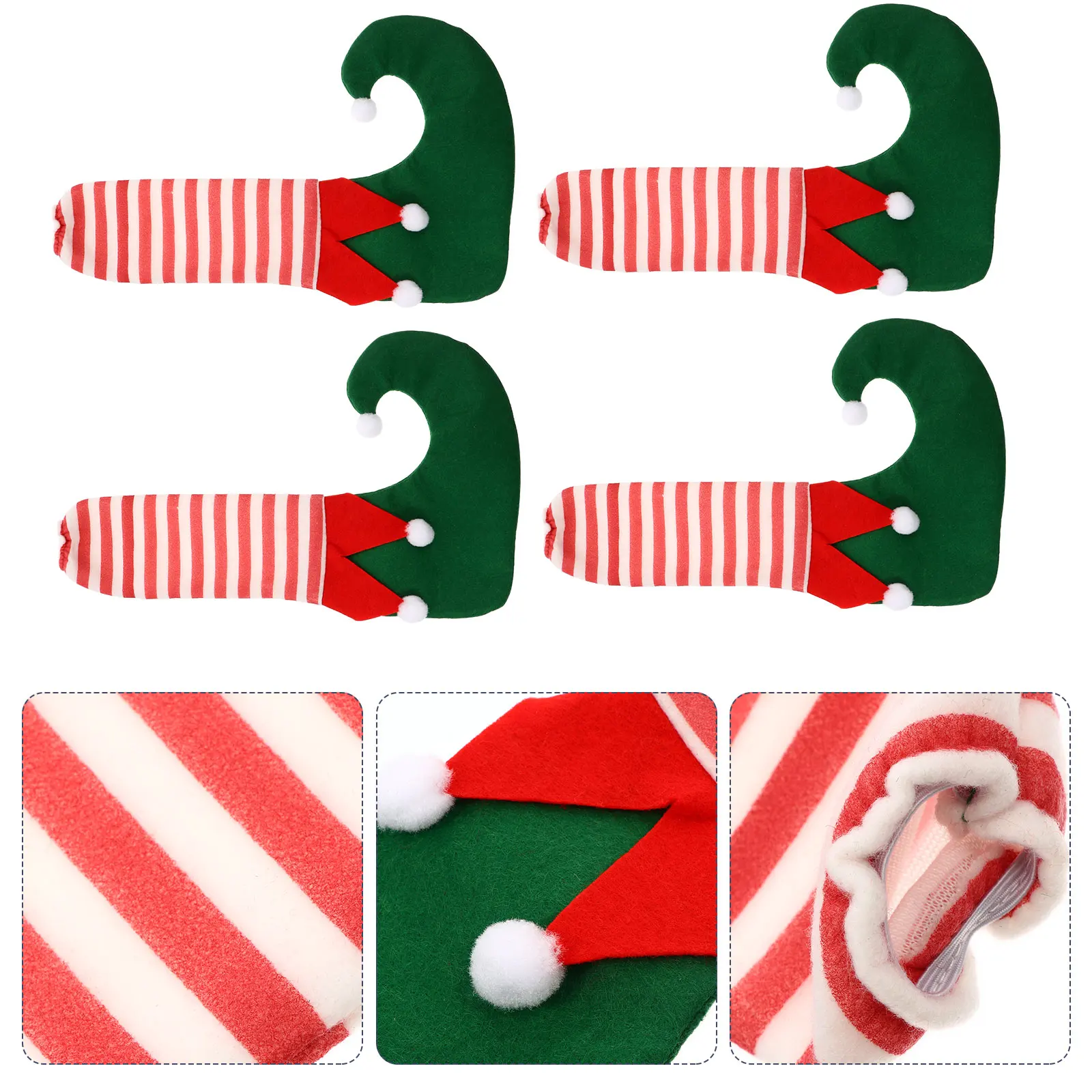

4Pcs Table Feet Covers Christmas Elf Leg Protectors Noise Reduction Chair Foot Sleeves Festive Decor Home Table Feet Covers