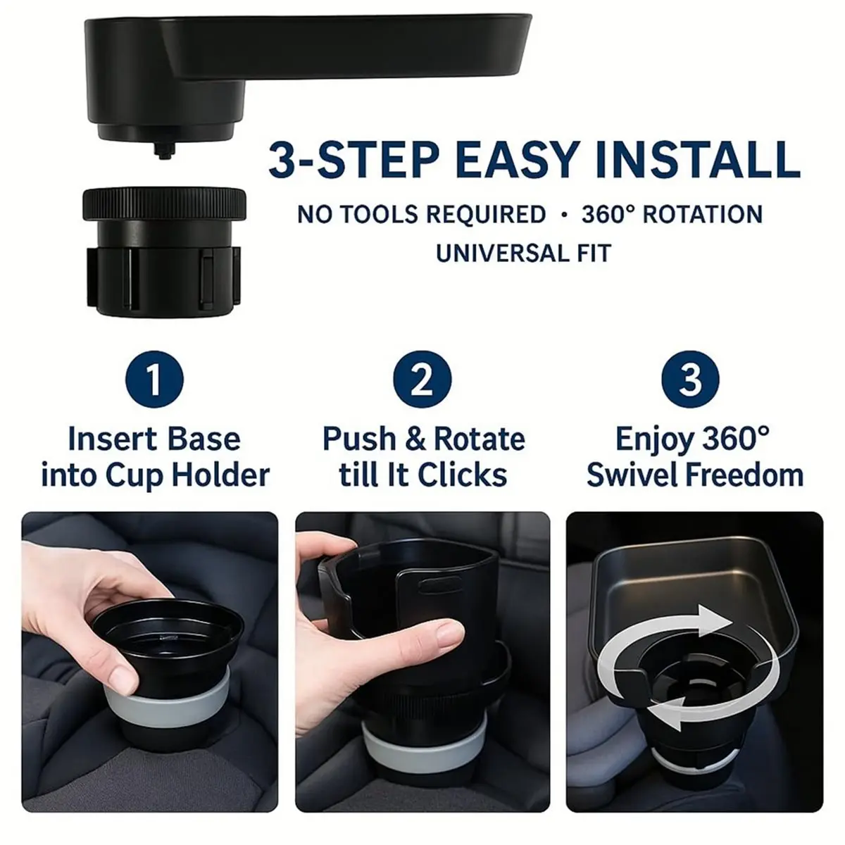 A1781K Car Seat Tray, Adjustable Base and Silicone-Supported Anti-Shake Cup Holder, Car Seat Tray for Travel SUMMER