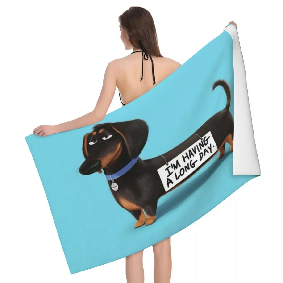 Custom Kawaii Dachshund Bath Beach Towel Microfiber Sausage Badger Wiener Dog Travelling Swimming Camping Towels