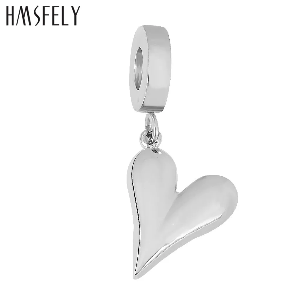 HMSFELY Stainless Steel High Polished Heart Pendant For DIY Bracelet Necklace Jewelry Making Accessories Bracelets Parts