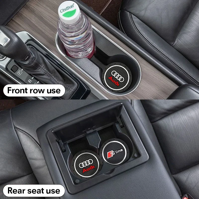 Car Anti-slip cup holder mat set For Audi A3 A4 B5 B6 A3 8P 8V 8L A5 A6 C6 C5 A1 A7 A8 Q2 Q3 TT RS3 RS4 Car Styling Accessories