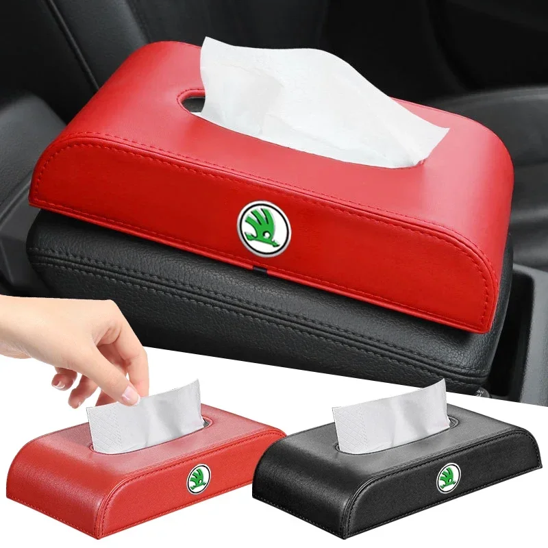 

1pcs Tissue Box Holder Armrest Box Storage Case Auto Accessories For Skoda Octavia Rapid Kodiaq Karoq Superb Fabia Kamiq VisionS