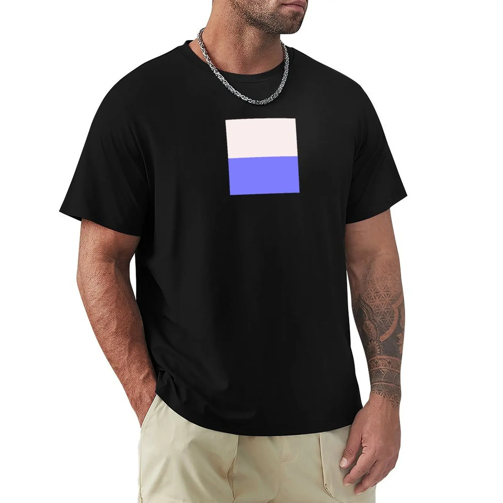 Camiseta Tropical en Tono Índigo y Lavanda, Talla Grande, de Algodón Suave