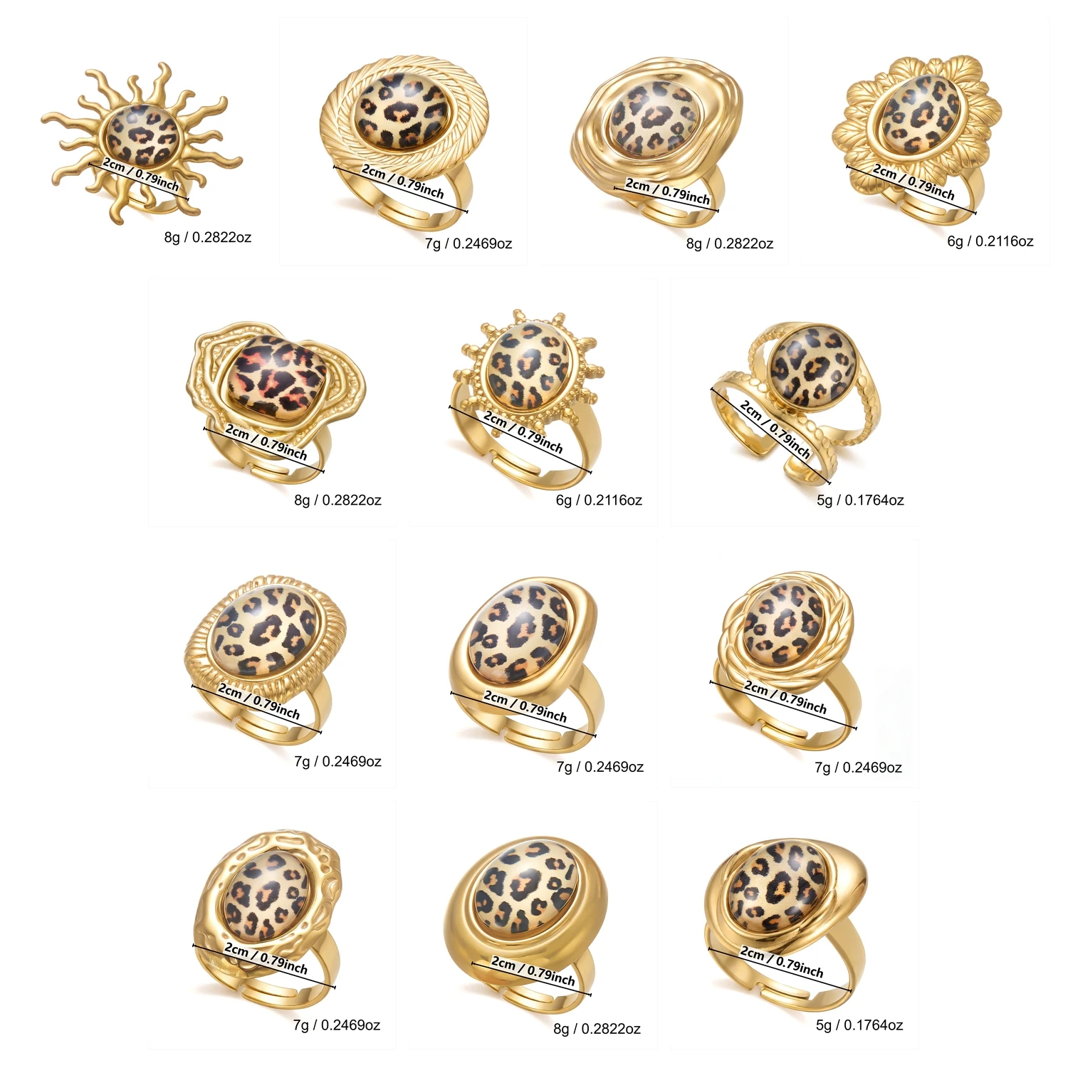Auffällige Ringe aus Edelstahl mit Leopardenmuster für Damen, vergoldet, mit Tiermotiv, als Statement-Schmuck für Partys und den Alltag, wasserdicht, ideal als Geschenk. – Detail 3