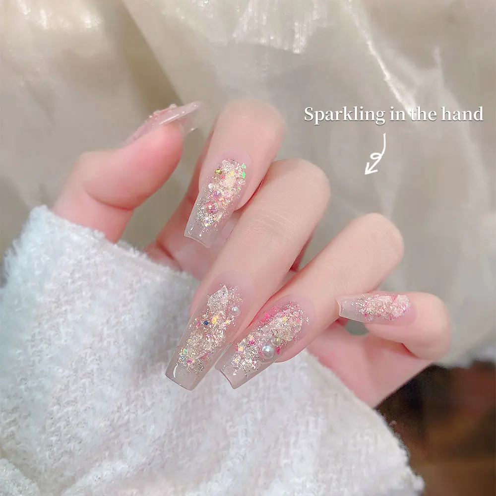 Polvo de purpurina para uñas de galaxia, copos gruesos, estrellas, perlas, decoración artística de uñas, esmalte de Gel UV, polvo brillante para salón de uñas, decoración artística DIY