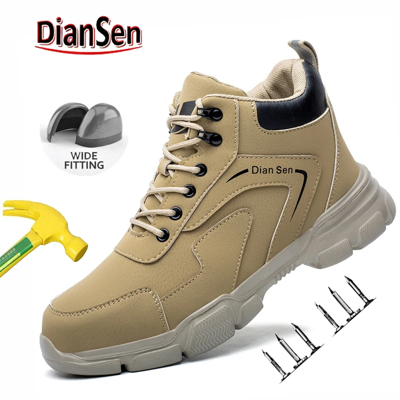 

Work Boots Indestructible Safety Shoes Men Steel Toe Shoes Puncture-Proof Sneakers Waterproof Boots Slip Resistant Hiking Shoes