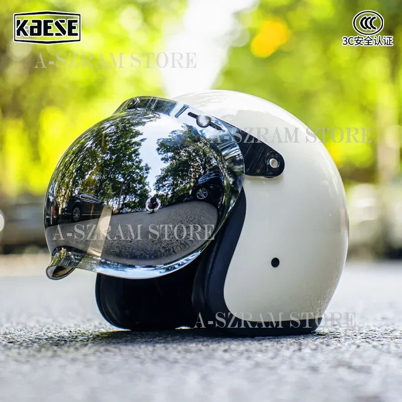 

Retro Style Motorcycle Helmet Electric Vehicle Helmet Cruise Locomotive 3/4 Helmet Universal for All Seasons Bubble Mirro Cascos