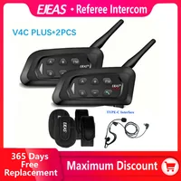 EJEAS V4C Plus-auriculares intercomunicadores para árbitro de fútbol, Bluetooth, 1500M, totalmente Duplex, interfono para conferencias de fútbol