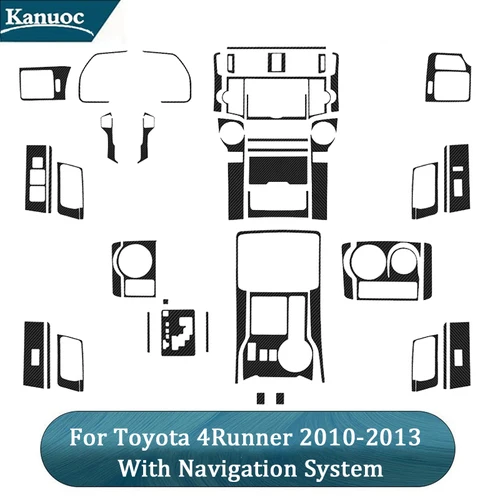 Para Toyota 4Runner con sistema de navegación 2010 2011 2012 2013 pegatina Interior de fibra de carbono cubierta de Panel de volante embellecedor