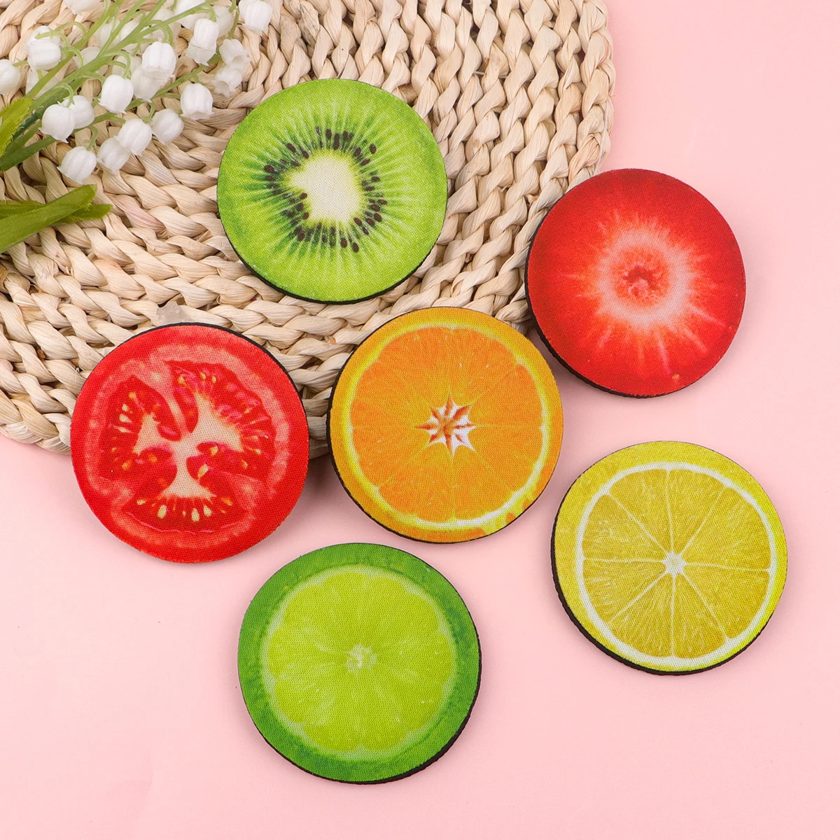 Fruit Absorbent Coasters for Drinks Minimalist Fashion Coasters Coffee Table Decor Cute Cup Coasters 2pc/Set