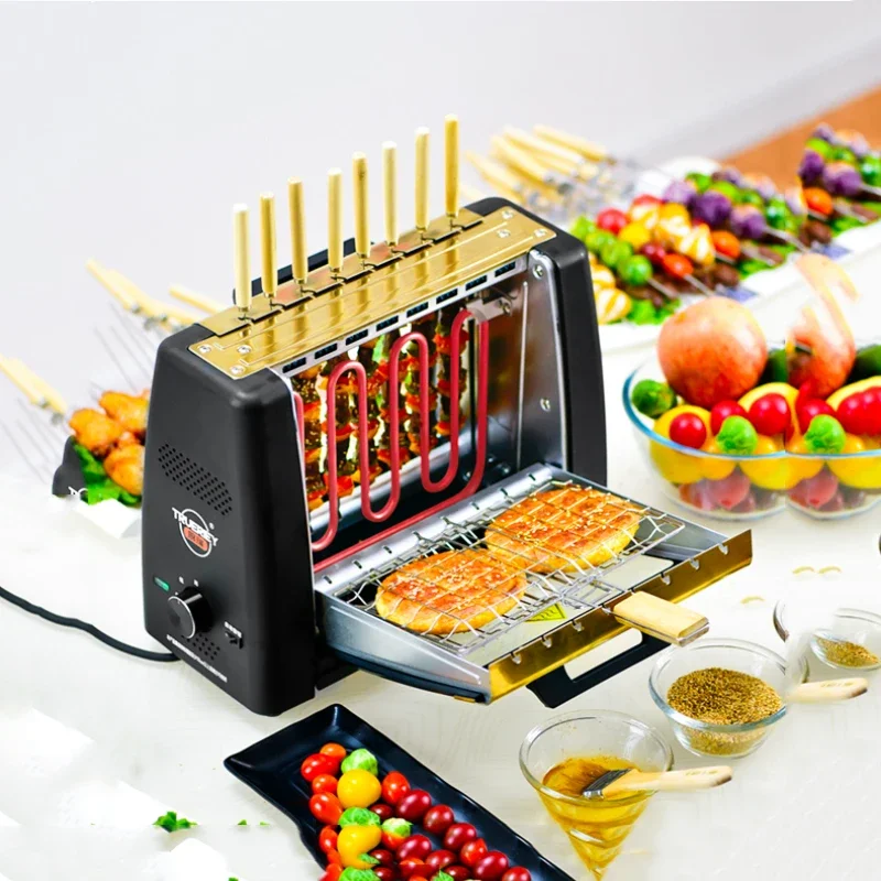 無煙ロータリー電気バーベキューグリル、自動回転串、家庭用機械、220v、1200w