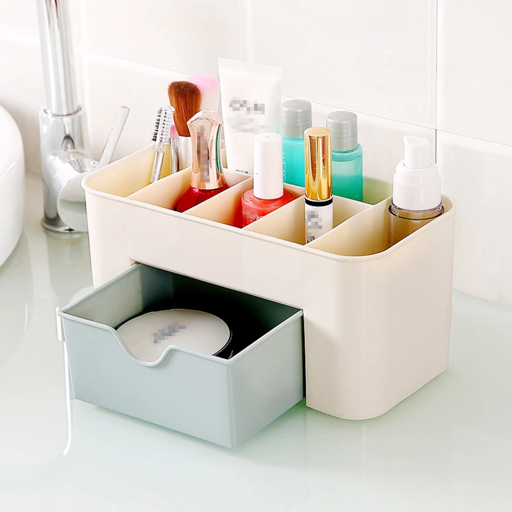 

2pcs Desktop ganizer Multifunctional Makeup Box PP Material Non Slip Bottom Multiple Compartments Lipstick Eyebrow