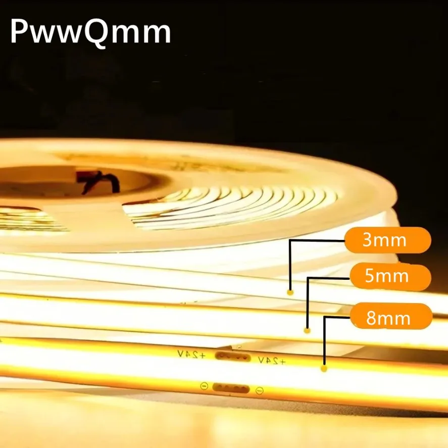 

320 400LEDs 3/5/8MM 5V High Density Light Strip Dimmable COB LED Flexible COB Tape Light Bar TV Kitchen Bedroom Decoration